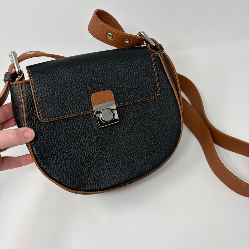 Spanish Made Black and Tan Leather Saddle Bag 100% Leather Artisan - Picture 2 of 7